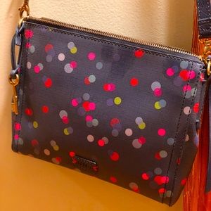 Fossil Navy Crossbody PolkaDot Purse